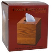 Wholesale - SMALL OAK WOOD TISSUE BOX C/P 27, UPC: 028672734733